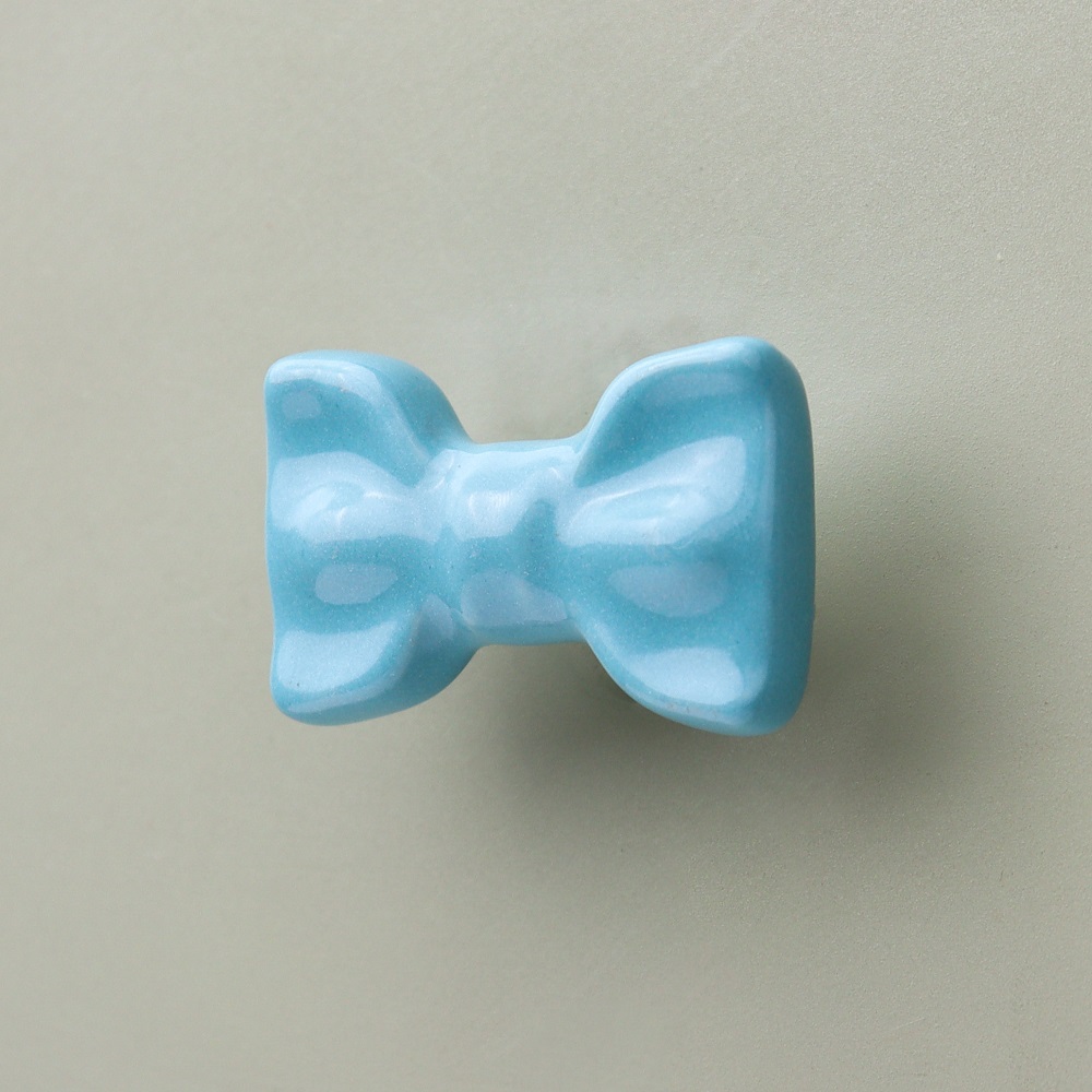 Turquoise Green Ceramic Bow Cabinet Knob